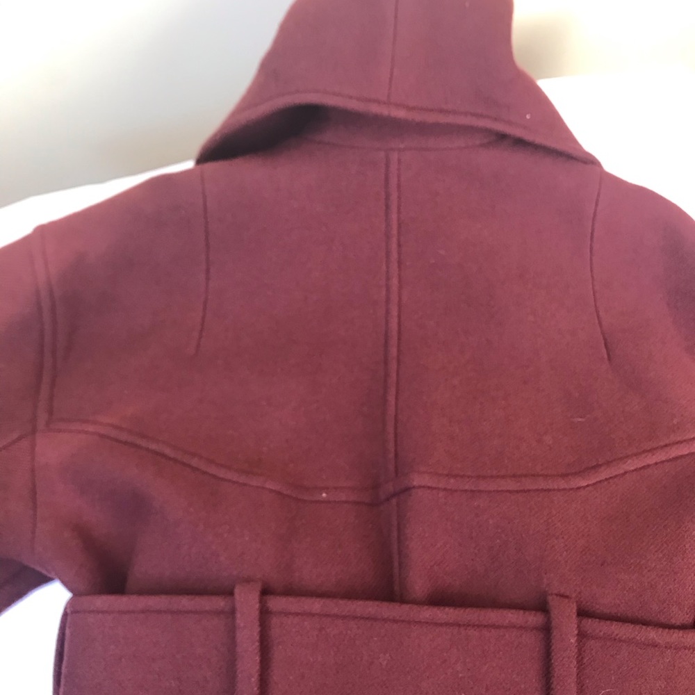 CARVEN France Oversized Wool Coat Jacket Belt Zip Front Hood Collar Pockets Rare - Picture 14 of 16